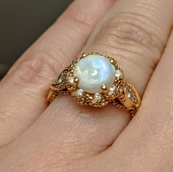 Jewelry - 14K Rose Gold Opal & Diamond Ring